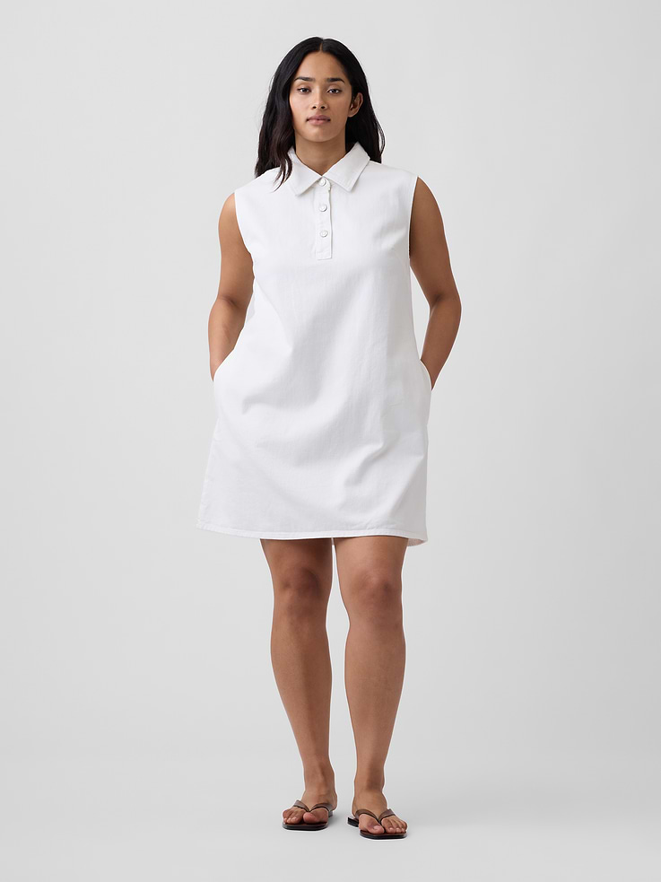 Image number 4 showing, Sleeveless Collared Denim Mini Dress