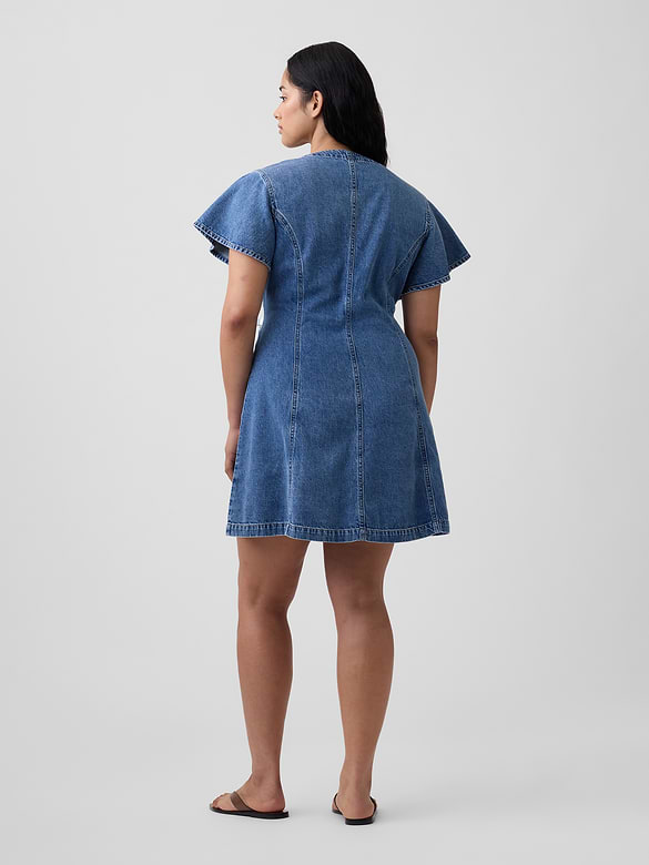 Denim Flutter Sleeve Mini Dress