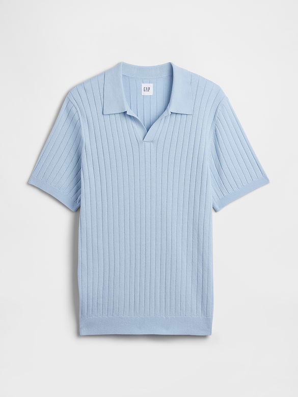 Ribbed Johnny Collar Polo Shirt
