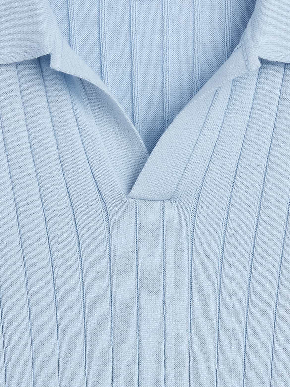 Ribbed Johnny Collar Polo Shirt