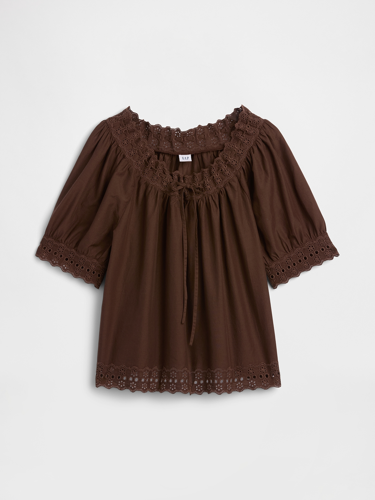 Relaxed Embroidered Tie-Front Top | Gap Factory