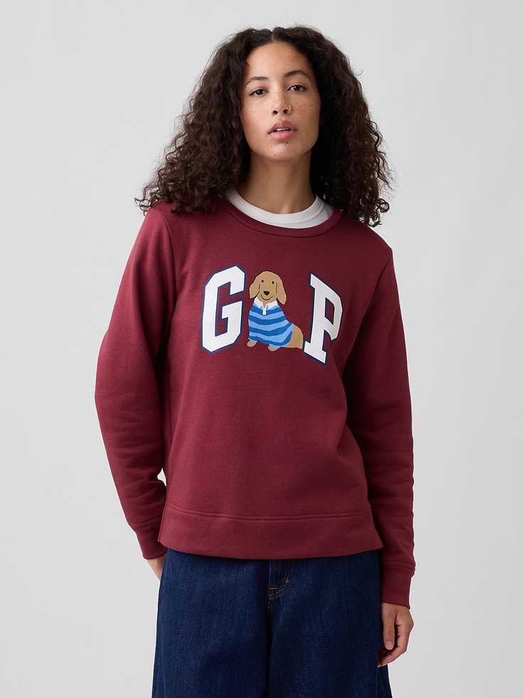 Image 1 of 5, Made with 42% recycled cotton. Compared to virgin materials, using recycled materials helps reduce resource use and waste., Soft, comfy fleece., Dropped shoulder, long sleeves with banded cuffs., Crewneck., Gap logo at front., Banded hem., This product was made in a factory that invests in gender equity and women’s empowerment through RISE. Learn more at, Product #814059