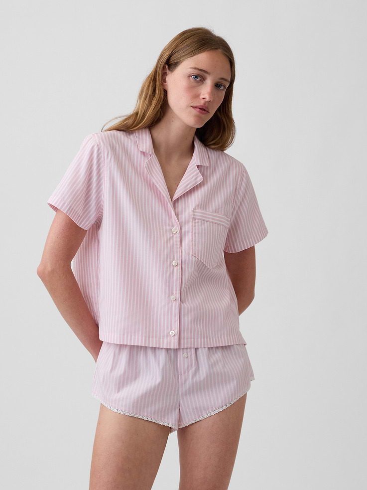Image number 1 showing, Poplin Crop PJ Shirt