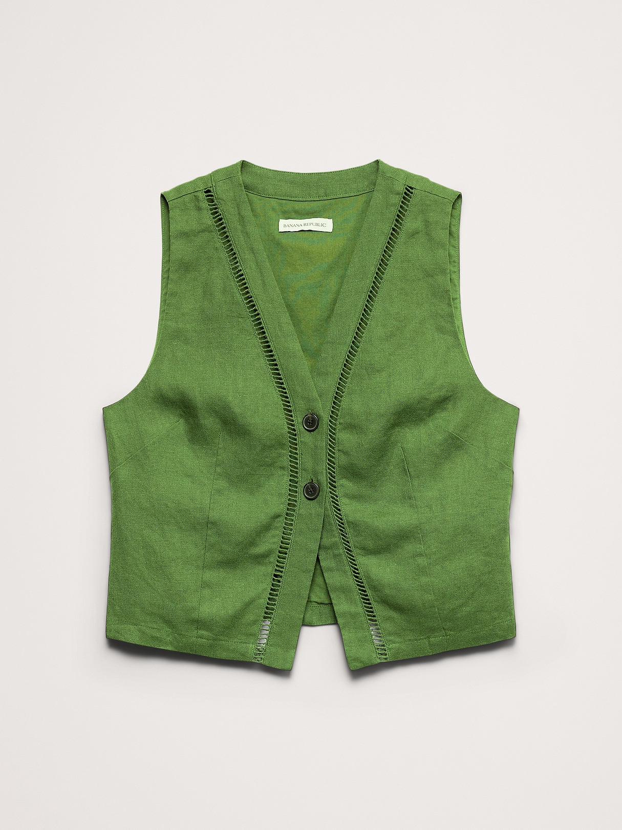 Linen Lace-Trim Vest | Banana Republic
