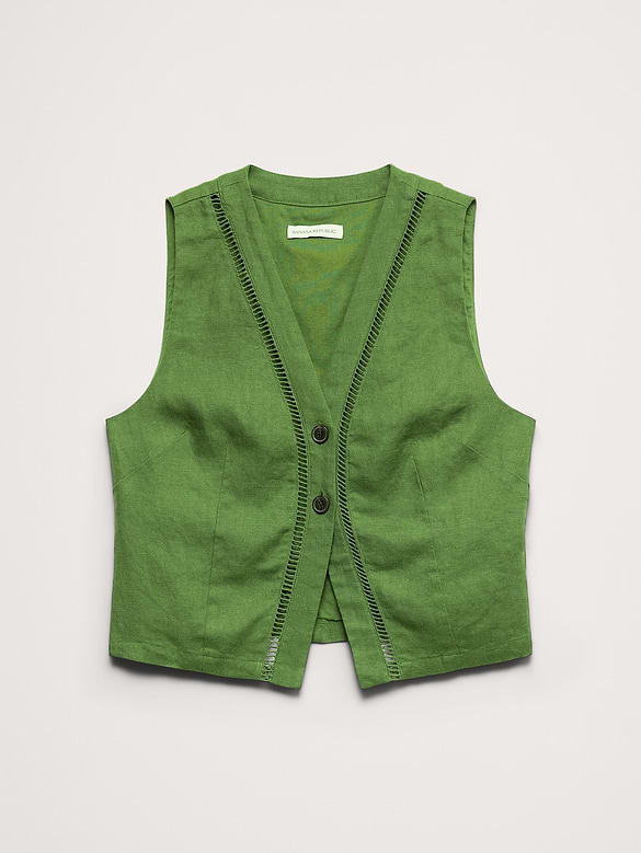 Linen Lace-Trim Vest