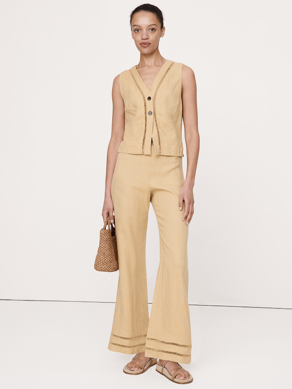 Linen Lace-Trim Vest