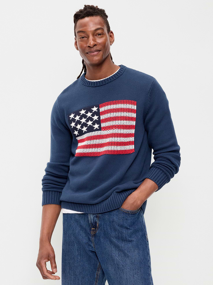 Image number 1 showing, Crew-Neck Flag Sweater
