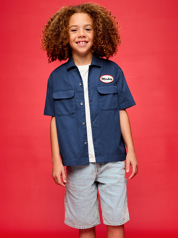 Old Navy x Disney Mickey Mouse Short-Sleeve Twill Camp Shirt for Boys