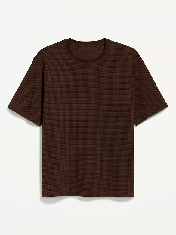 Loose Short-Sleeve Textured Waffle T-Shirt