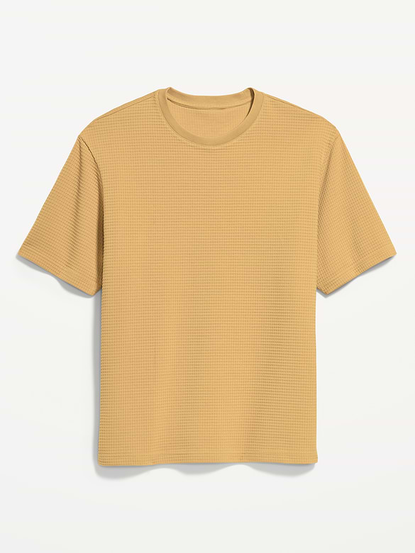 Loose Short-Sleeve Textured Waffle T-Shirt