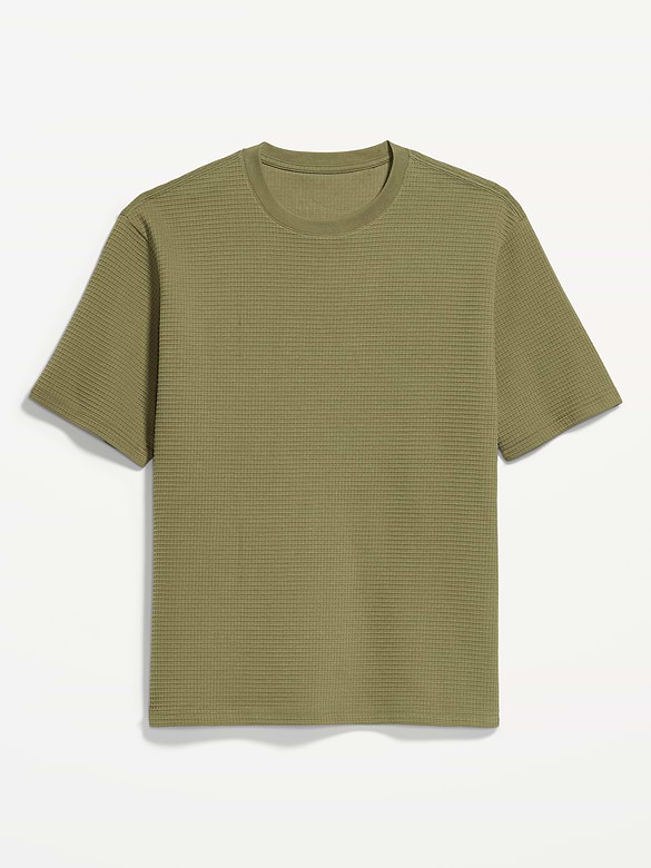 Loose Short-Sleeve Textured Waffle T-Shirt
