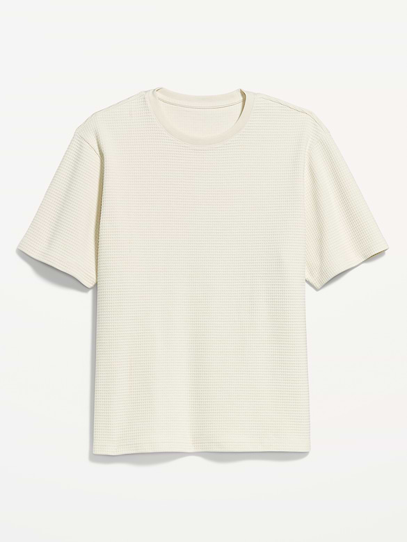 Loose Short-Sleeve Textured Waffle T-Shirt
