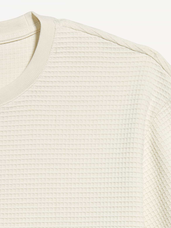 Loose Short-Sleeve Textured Waffle T-Shirt