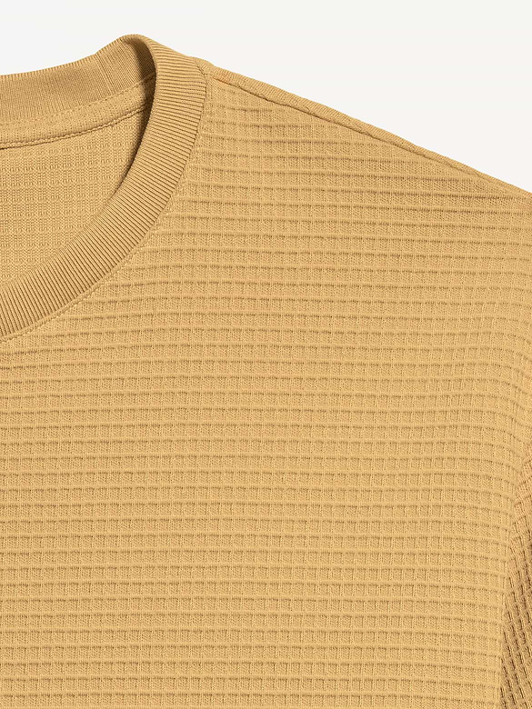 Loose Short-Sleeve Textured Waffle T-Shirt
