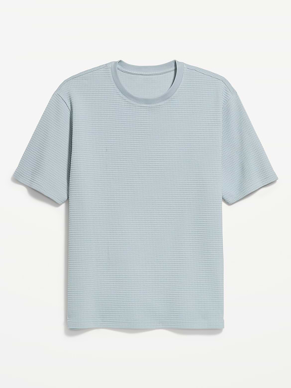 Loose Short-Sleeve Textured Waffle T-Shirt