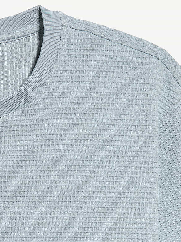 Loose Short-Sleeve Textured Waffle T-Shirt