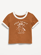 Image number 1 showing, Short-Sleeve Ringer Graphic T-Shirt for Toddler Girls