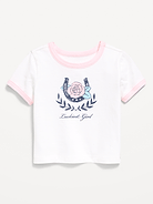 Image number 1 showing, Short-Sleeve Ringer Graphic T-Shirt for Toddler Girls