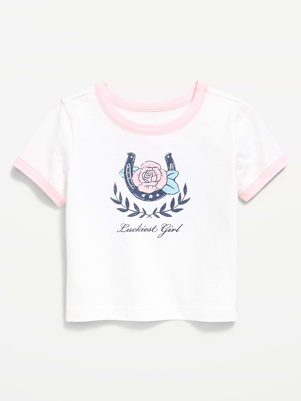 Short-Sleeve Ringer Graphic T-Shirt for Toddler Girls