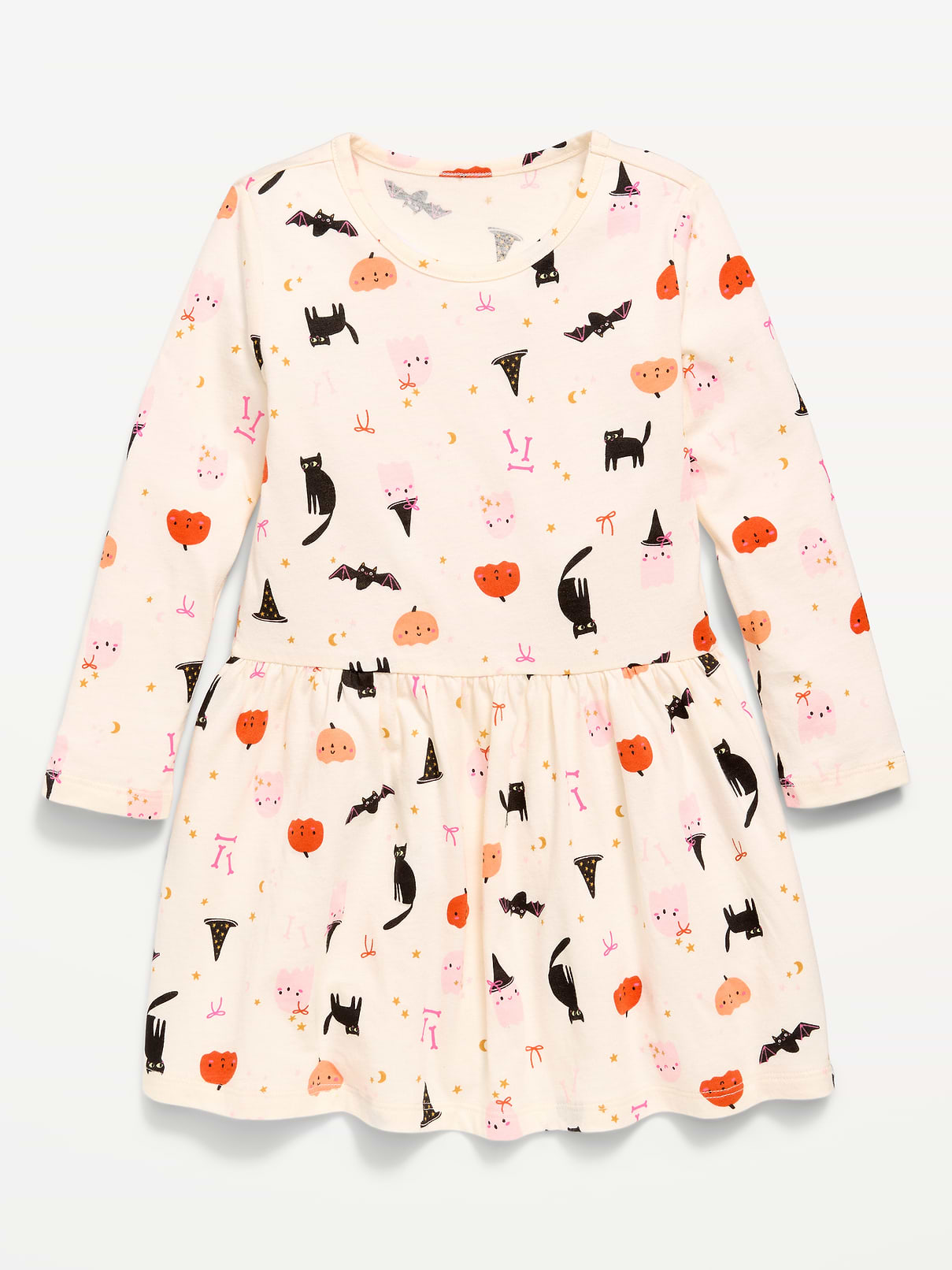L'image numéro 1 présente Robe à manches longues à taille tombante et à motif pour toute-petite