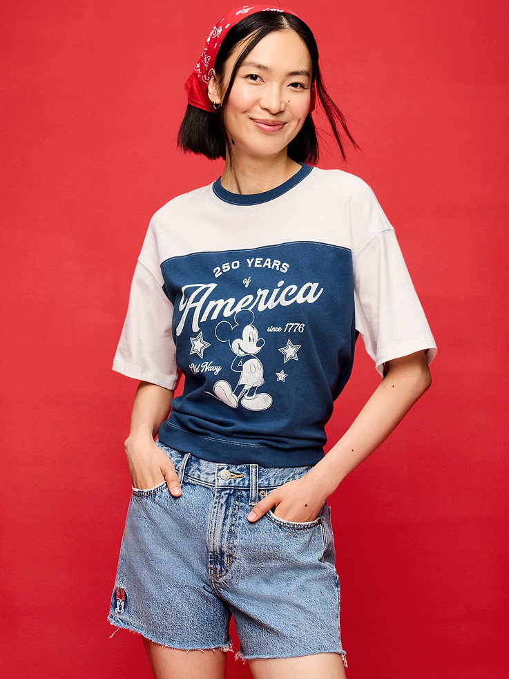 Image number 1 showing, Old Navy x Disney Mickey Mouse Football-Style T-Shirt for Women