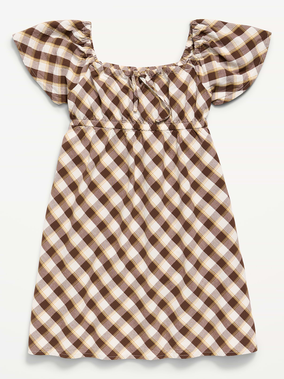 Image number 3 showing, Short Flutter-Sleeve Crinkled Plaid Dress for Girls