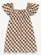 Image number 3 showing, Short Flutter-Sleeve Crinkled Plaid Dress for Girls