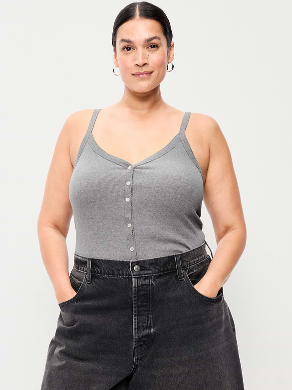 Button-Front Cami Tank Top