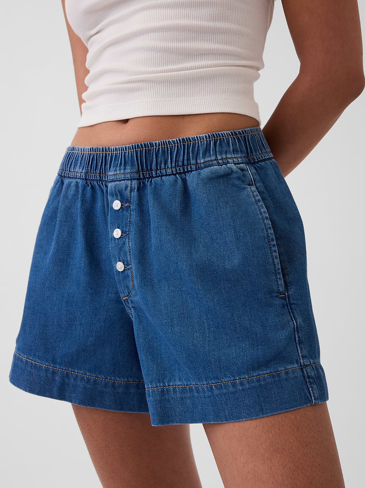 Image number 6 showing, Mid Rise UltraSoft Denim Boxer Shorts