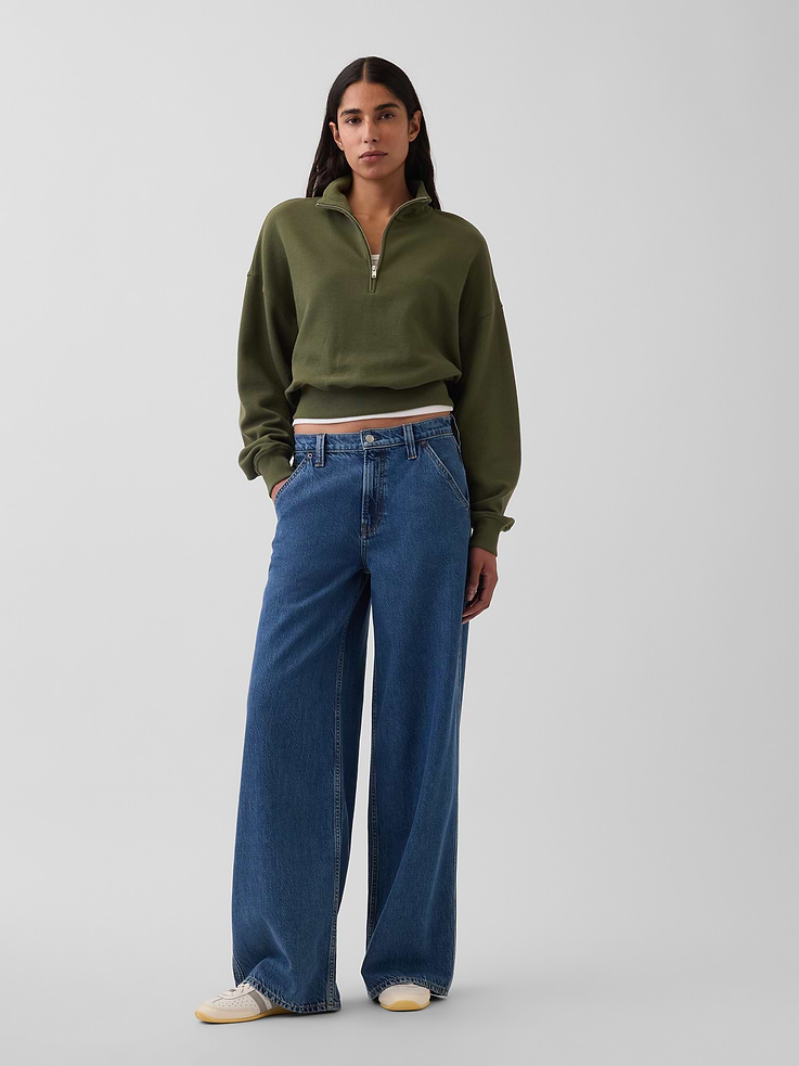Image number 2 showing, Textured Cotton Oversized Half-Zip Pullover