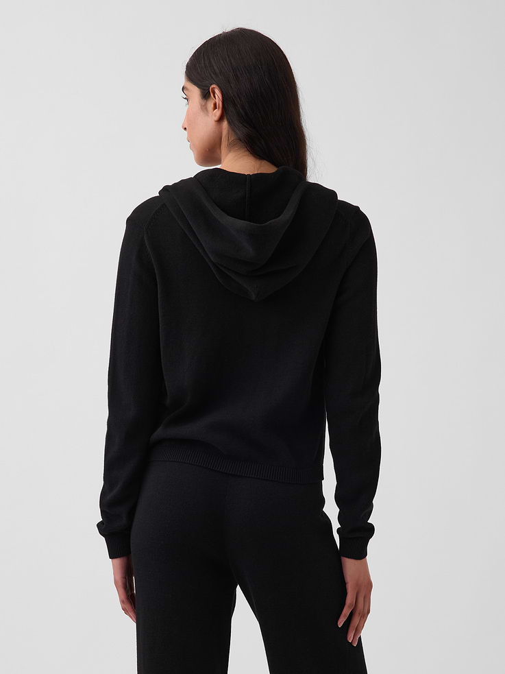 Image number 3 showing, 100% Cotton Relaxed Zip Sweater Hoodie