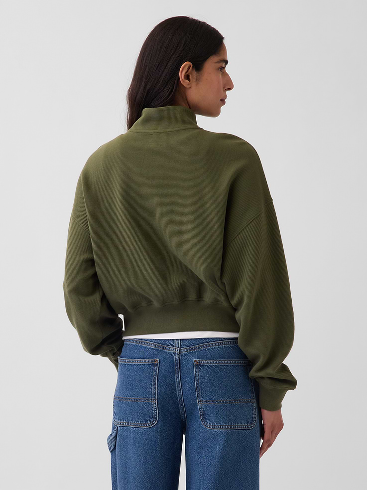 Image number 3 showing, Textured Cotton Oversized Half-Zip Pullover