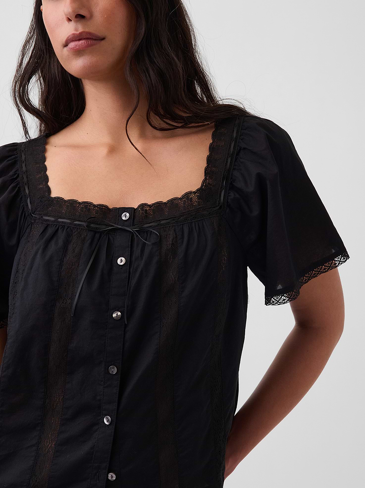 Image number 4 showing, Lace-Trim Square-Neck Swing Top