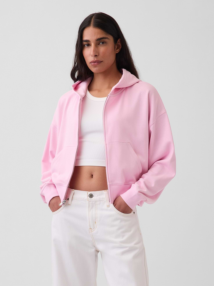 Image number 1 showing, VintageSoft Terry Oversized Wedge Zip Hoodie