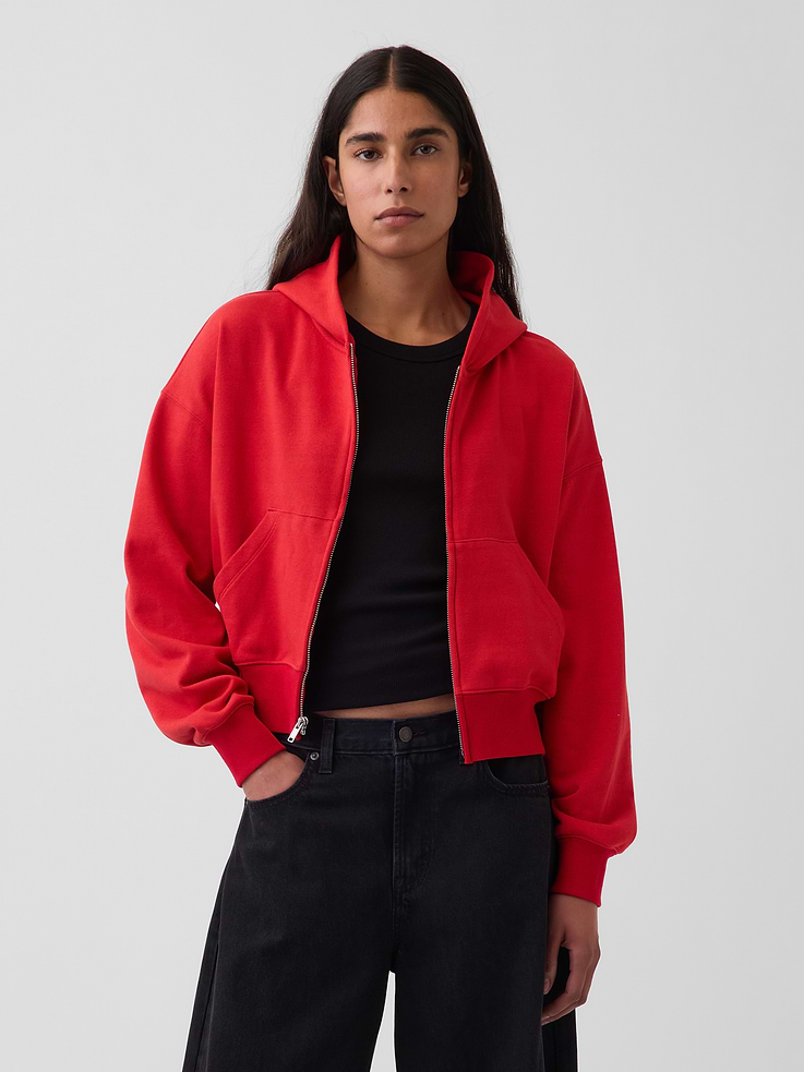 Image number 1 showing, VintageSoft Terry Oversized Wedge Zip Hoodie