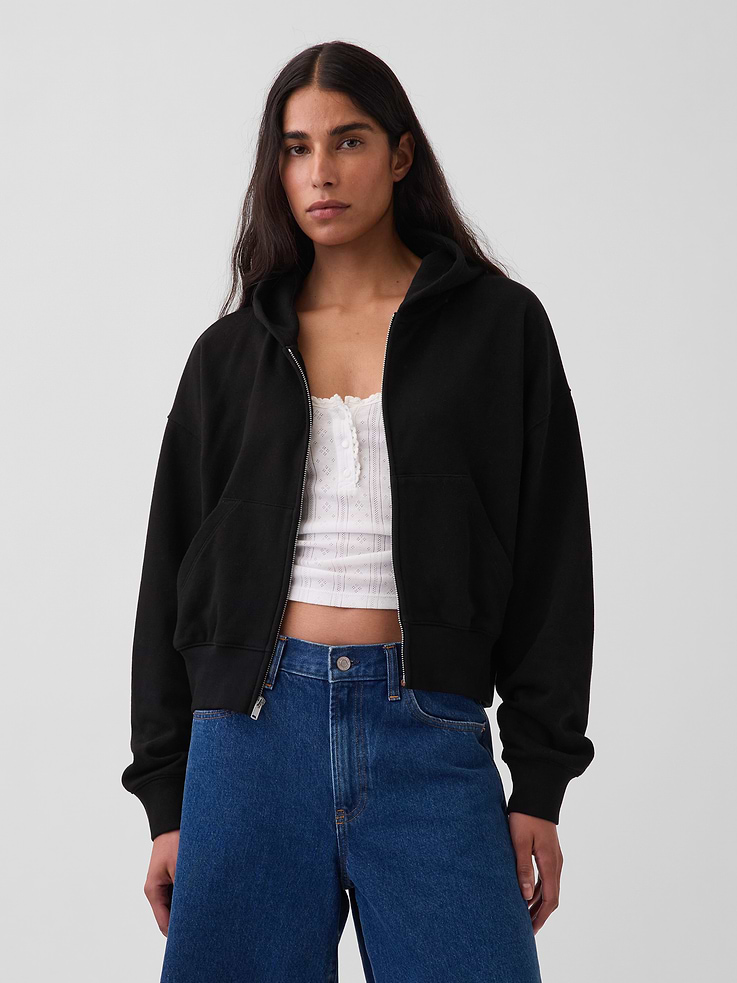 Image number 1 showing, VintageSoft Terry Oversized Wedge Zip Hoodie