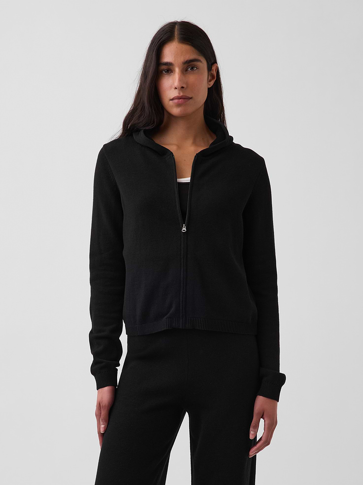 Image number 1 showing, 100% Cotton Relaxed Zip Sweater Hoodie