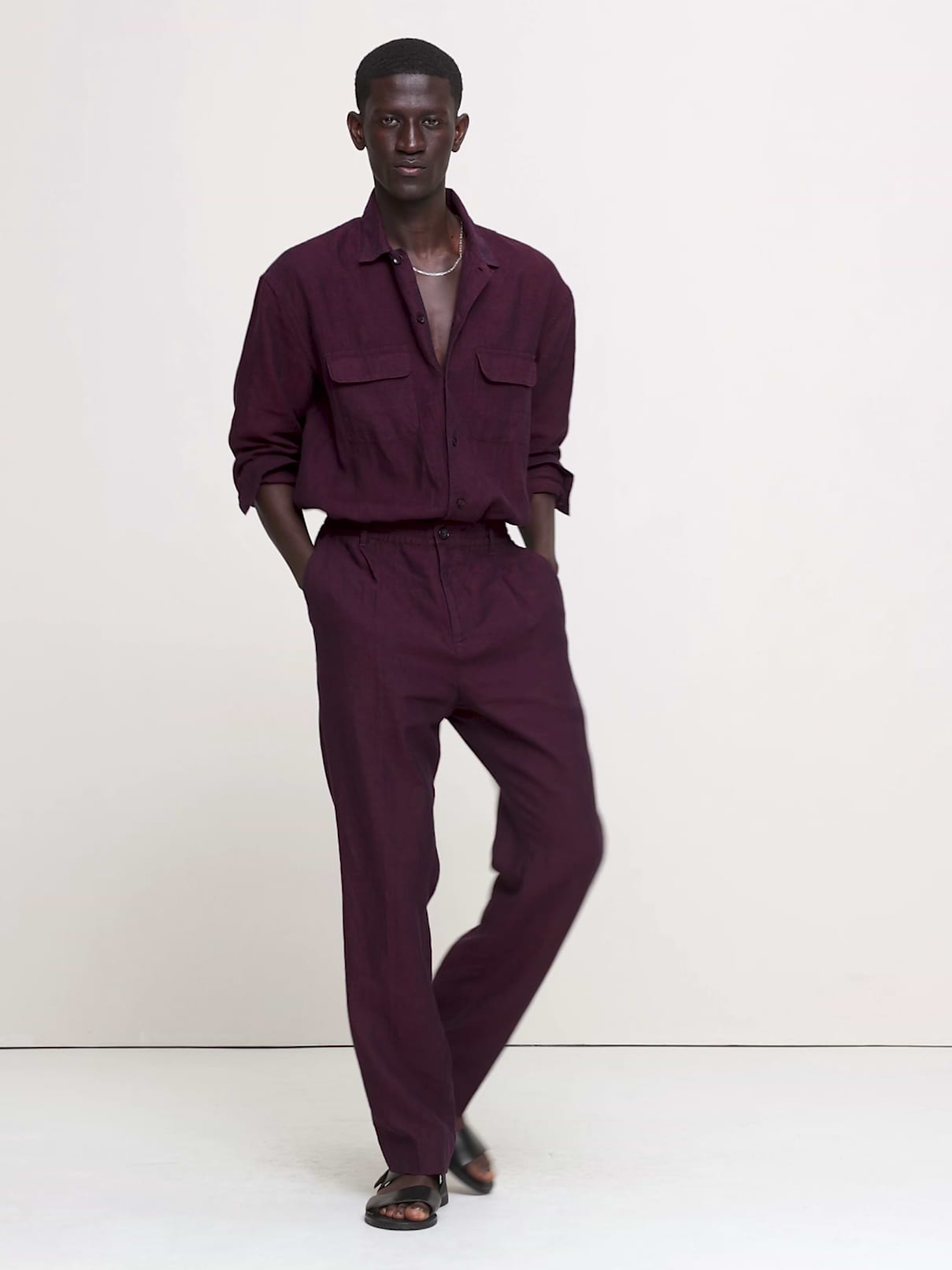 Straight Linen Pull-On Dress Pant | Banana Republic