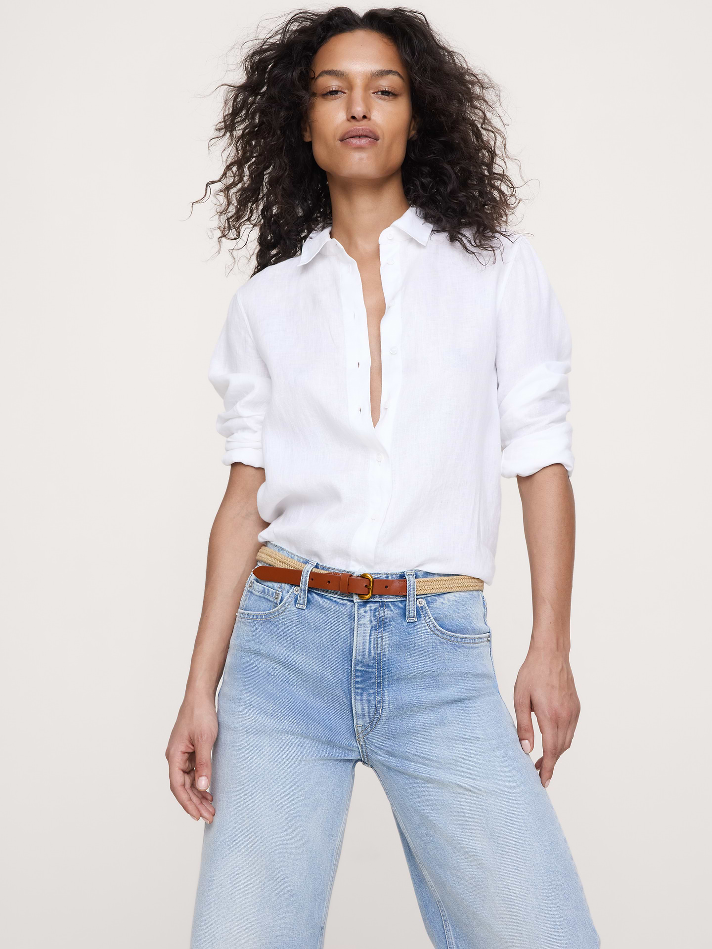 Image number 2 showing, Slim Braided Cotton Belt With Leather
