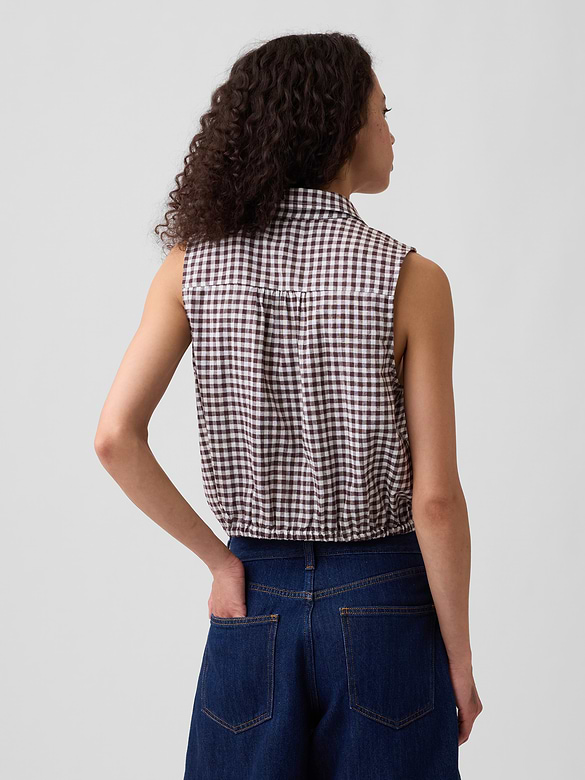 Relaxed Sleeveless Tie-Front Shirt
