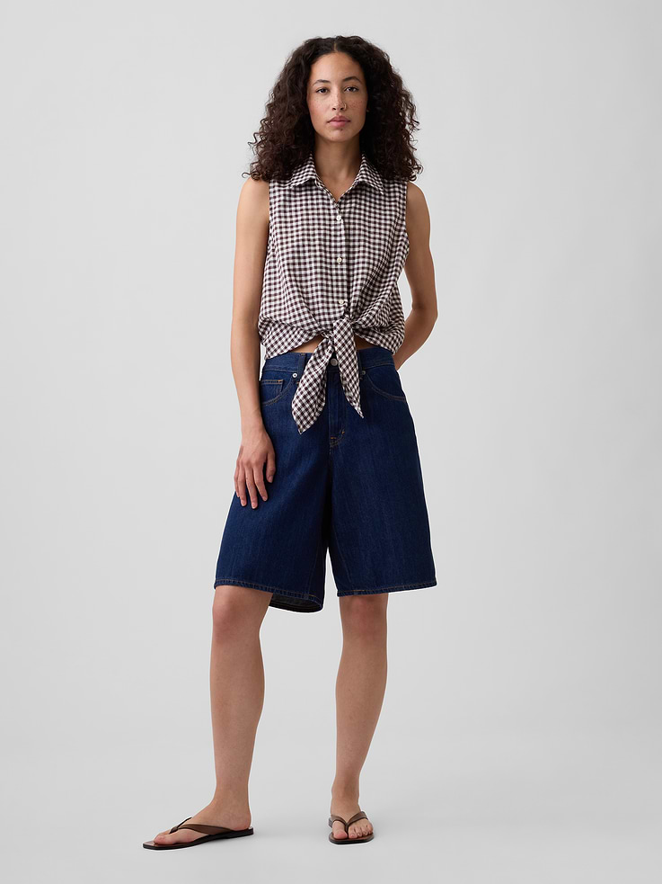 Image number 3 showing, Relaxed Sleeveless Tie-Front Shirt
