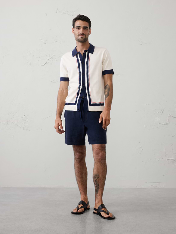 Border Striped Sweater Polo