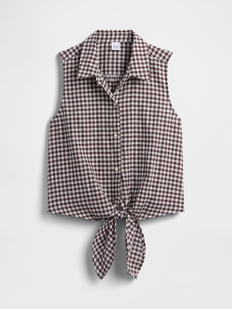 Image number 5 showing, Relaxed Sleeveless Tie-Front Shirt