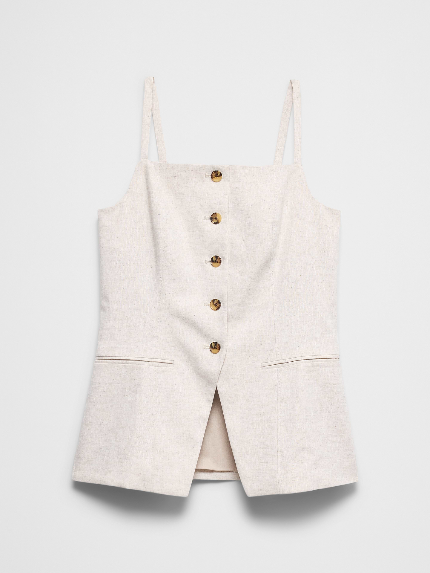 Image number 7 showing, Linen-Blend Square-Neck Cutaway Vest
