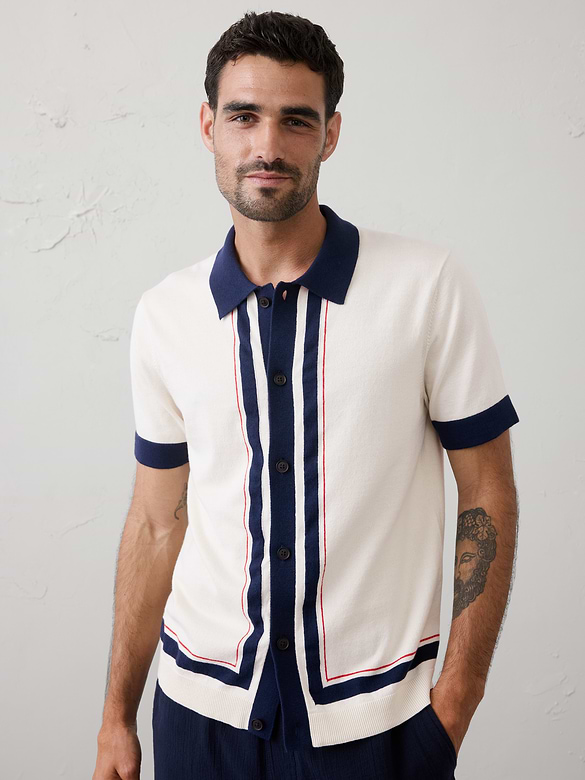 Border Striped Sweater Polo