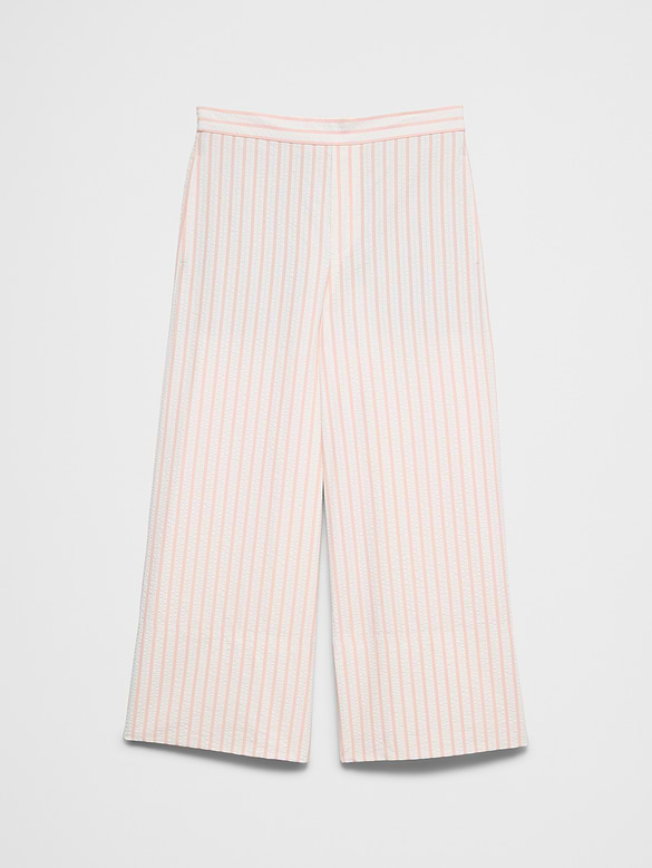 Anyday Wide-Leg High-Rise Seersucker Cropped Pant