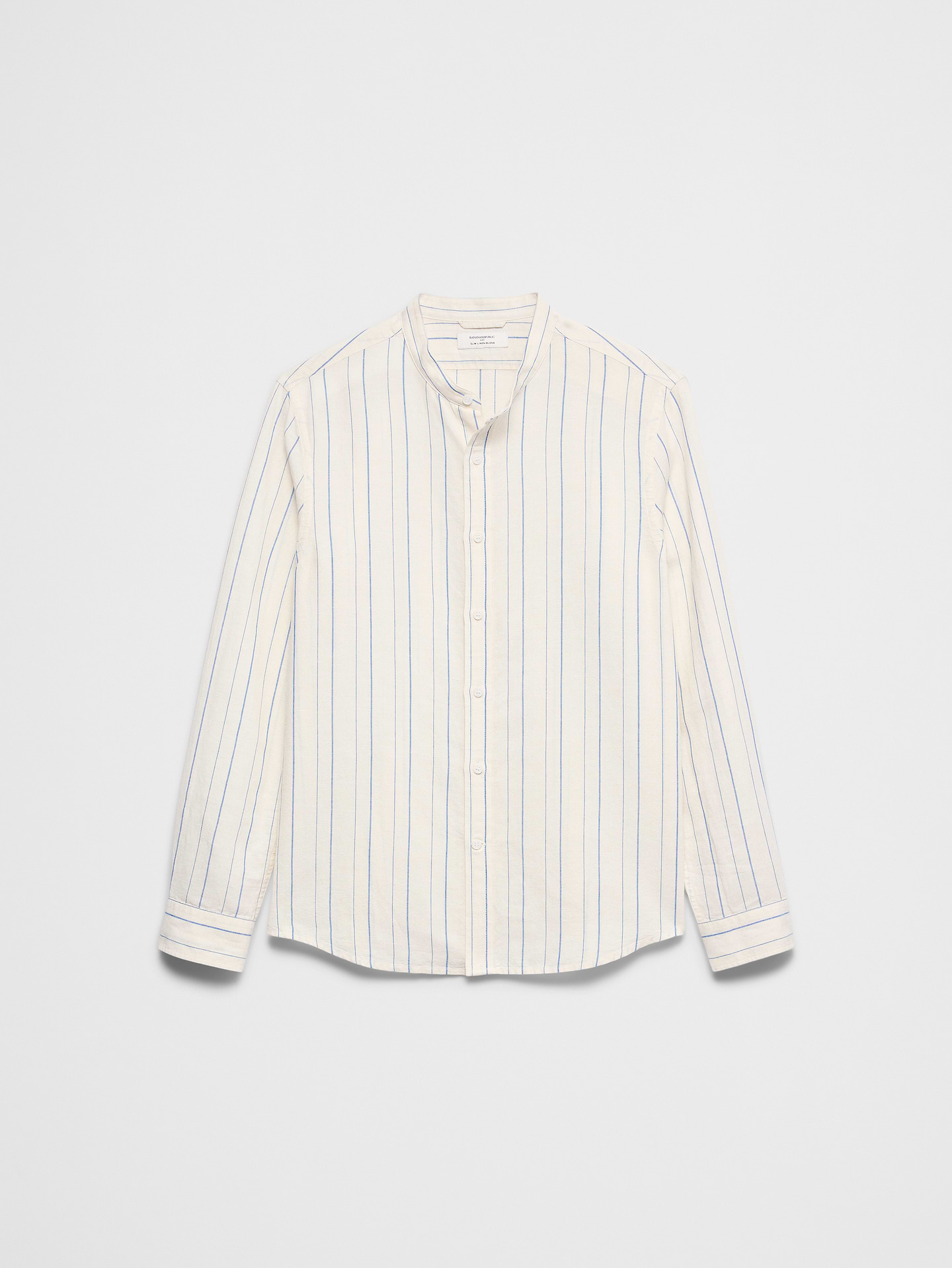 Image number 7 showing, Slim-Fit Linen-Blend Banded-Collar Shirt