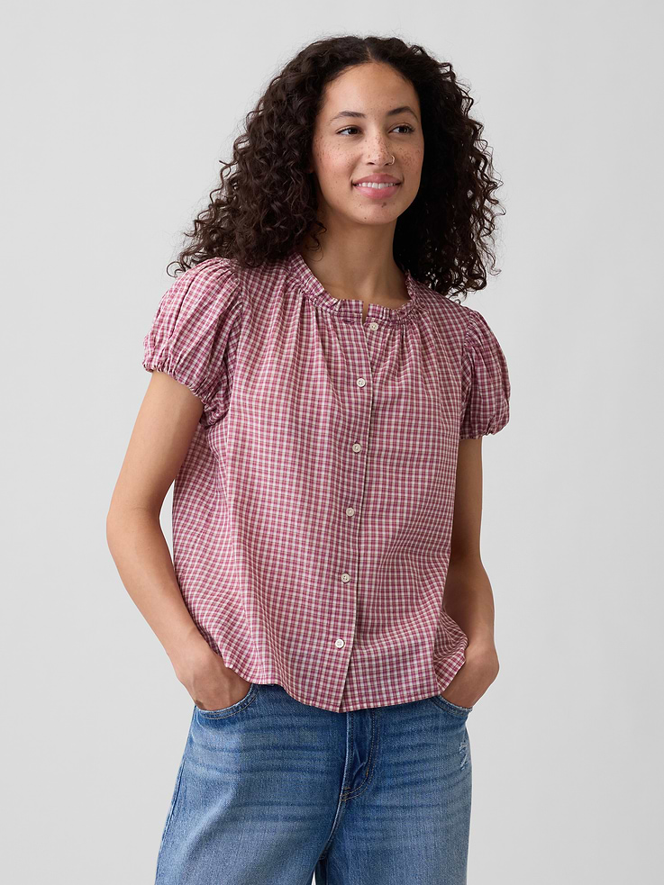 Image number 1 showing, Print Puff Sleeve Top