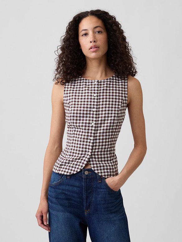 Boatneck Button-Up Top