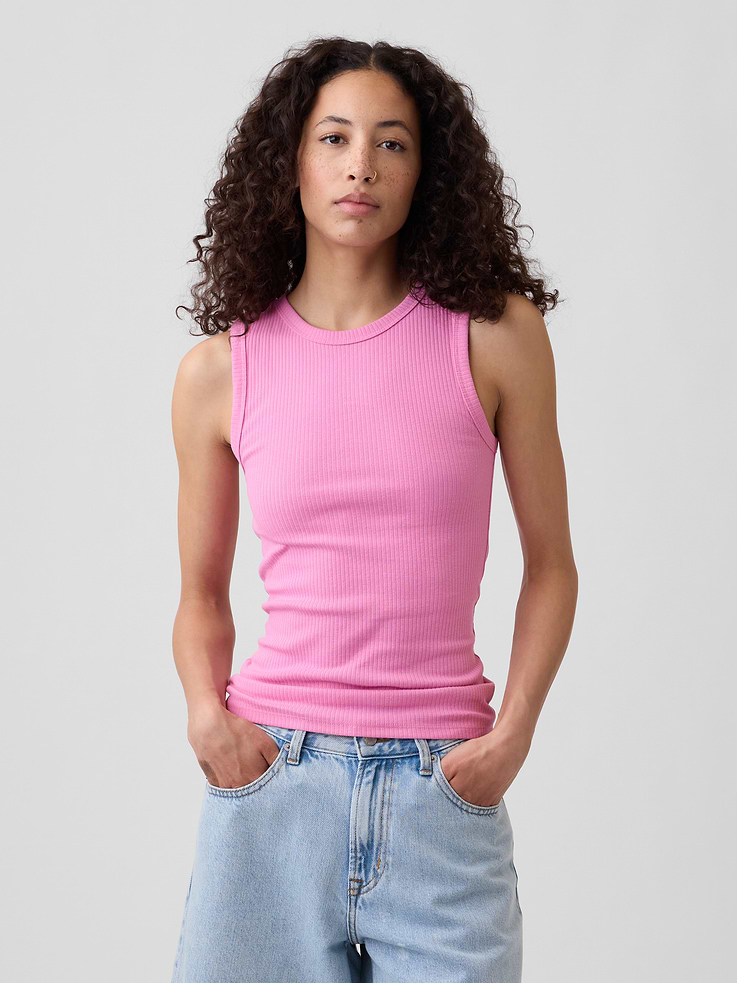 Image 1 of 5, Soft ribbed knit., Tank straps., Crewneck., Select styles have allover stripes., Product #1172512